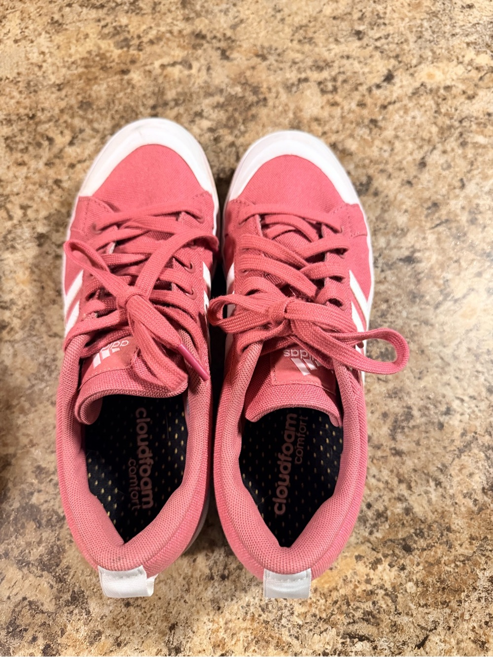 adidas Rose Pink Low-Top Canvas Sneakers with White Stripes